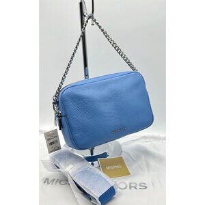 Michael Kors Bryant Med Leather Double Zip Chain Camera Crossbody South Pacific